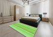 Patterned Green Rug in a Bedroom, pat2155grn