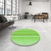 Round Patterned Green Rug in a Office, pat2155grn