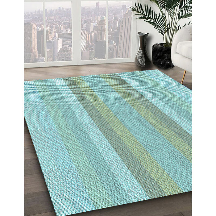 Patterned Blue Rug in Family Room, pat2155lblu
