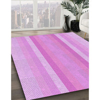 Patterned Bright Neon Pink Purple Rug, pat2155pur