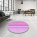 Round Patterned Bright Neon Pink Purple Rug in a Office, pat2155pur