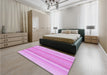 Patterned Bright Neon Pink Purple Rug in a Bedroom, pat2155pur