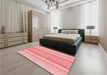 Patterned Pastel Pink Rug in a Bedroom, pat2155rd