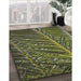 Machine Washable Transitional Dark Forest Green Rug in a Family Room, wshpat2156