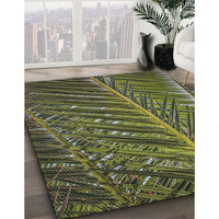 Patterned Dark Forest Green Novelty Rug, pat2156