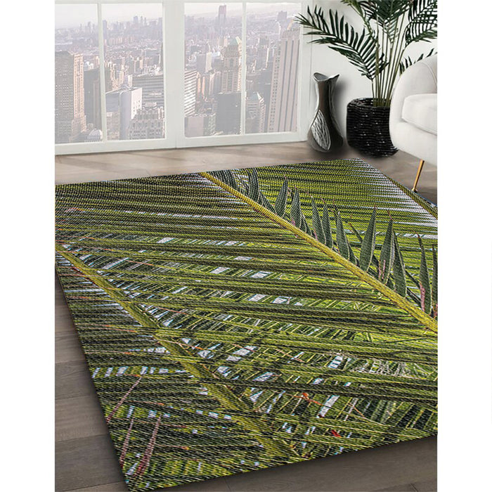 Patterned Dark Forest Green Novelty Rug in Family Room, pat2156