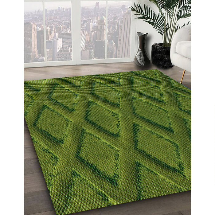 Patterned Dark Forest Green Rug in Family Room, pat2157grn