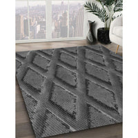 Patterned Dark Gray Black Rug, pat2157gry