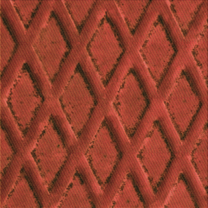 Round Patterned Orange Red Orange Rug, pat2157org