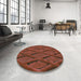 Round Machine Washable Transitional Orange Rug in a Office, wshpat2157