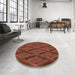 Round Patterned Orange Novelty Rug in a Office, pat2157