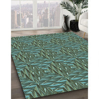 Patterned Mint Green Rug, pat2158lblu