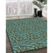 Patterned Mint Green Rug in Family Room, pat2158lblu
