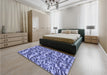 Patterned Denim Blue Rug in a Bedroom, pat2159blu