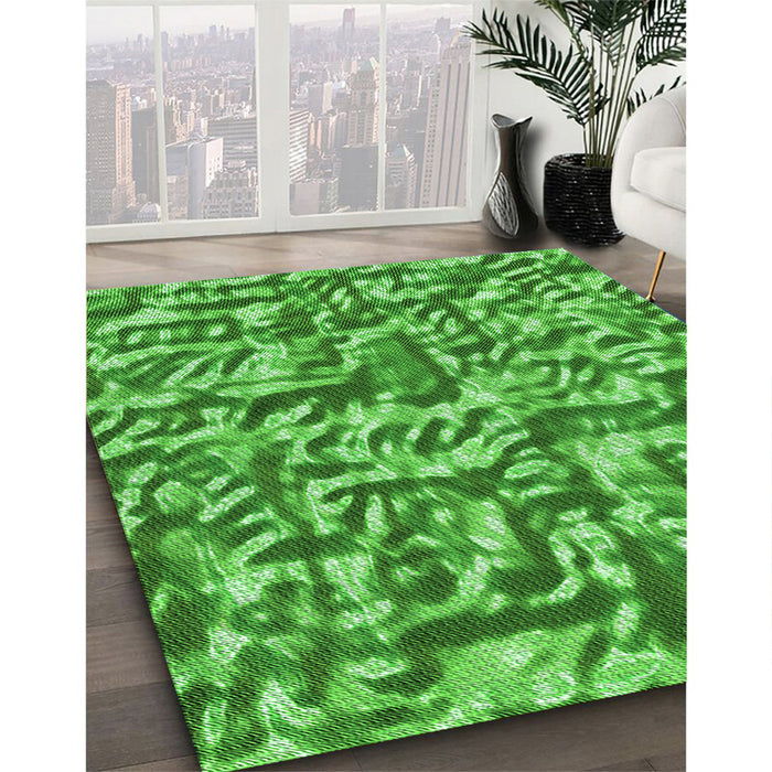Patterned Green Rug in Family Room, pat2159grn