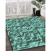 Machine Washable Transitional Turquoise Green Rug in a Family Room, wshpat2159lblu