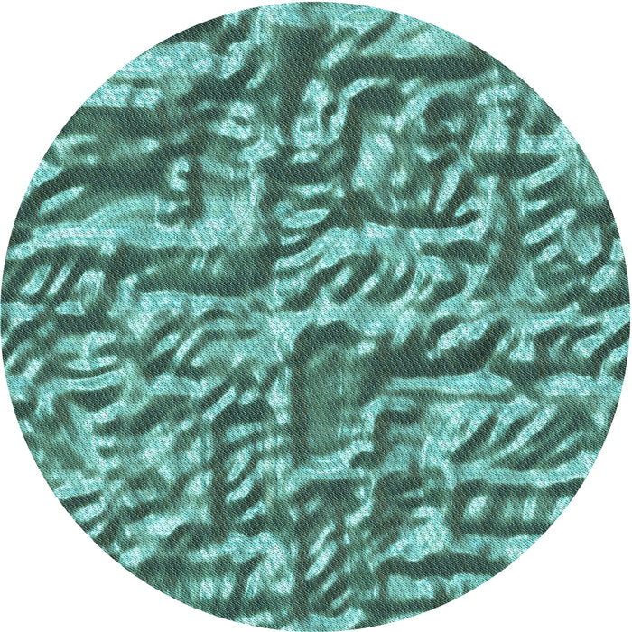 Square Patterned Turquoise Green Rug, pat2159lblu