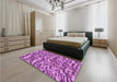 Patterned Violet Purple Rug in a Bedroom, pat2159pur