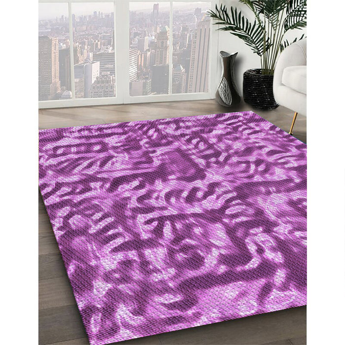 Patterned Violet Purple Rug in Family Room, pat2159pur