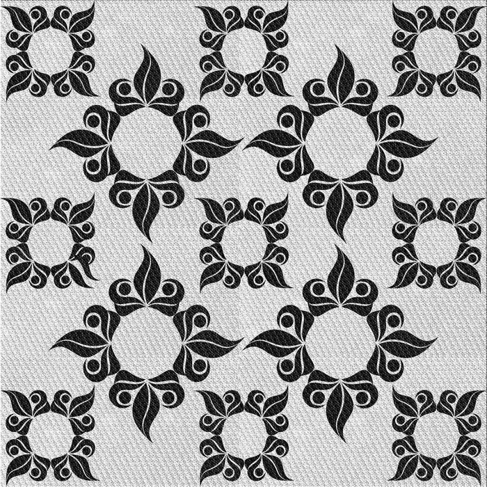 Square Patterned Off-White Novelty Rug, pat215