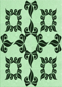 Machine Washable Transitional Mint Green Rug, wshpat216grn