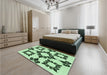 Patterned Mint Green Rug in a Bedroom, pat216grn