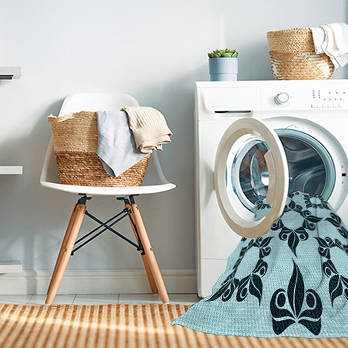 Machine Washable Transitional Electric Blue Rug in a Washing Machine, wshpat216lblu