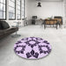 Round Patterned Purple Rug in a Office, pat216pur