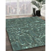 Patterned Cadet Blue Green Rug in Family Room, pat2160lblu