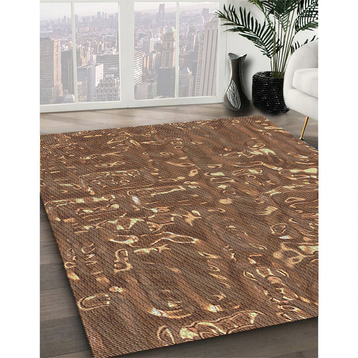 Patterned Brown Novelty Rug in Family Room, pat2160