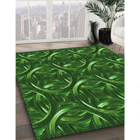 Patterned Deep Emerald Green Rug, pat2161grn