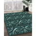 Patterned Aquamarine Stone Green Rug in Family Room, pat2161lblu