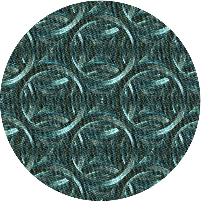 Square Patterned Aquamarine Stone Green Rug, pat2161lblu