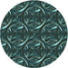 Square Patterned Aquamarine Stone Green Rug, pat2161lblu