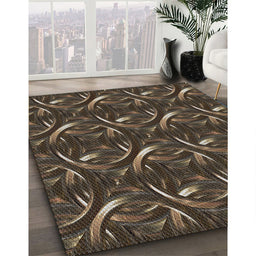 Patterned Dark Almond Brown Novelty Rug in Family Room, pat2161
