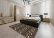 Patterned Dark Almond Brown Novelty Rug in a Bedroom, pat2161