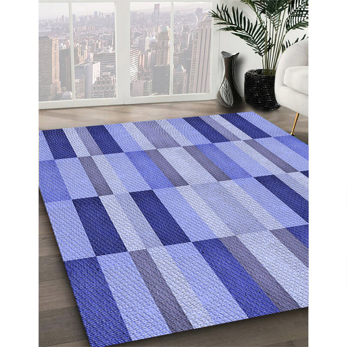 Patterned Sky Blue Rug in Family Room, pat2162blu