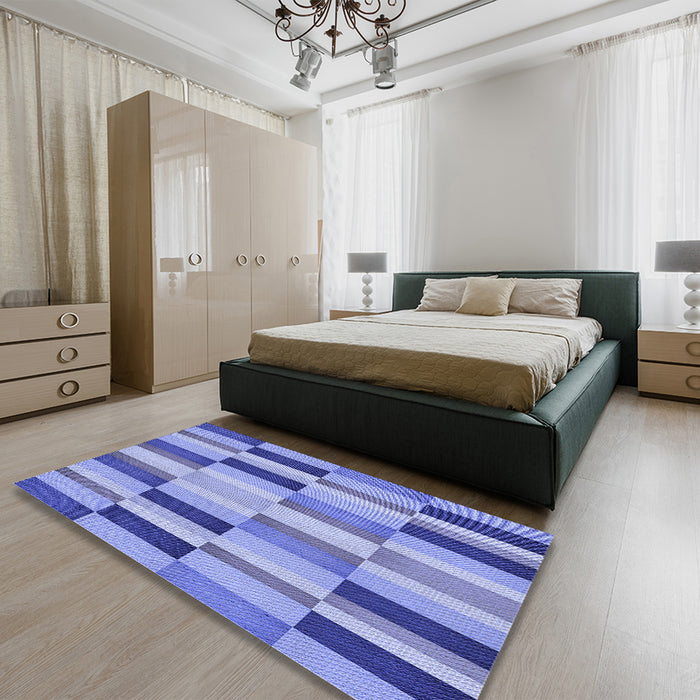 Patterned Sky Blue Rug in a Bedroom, pat2162blu