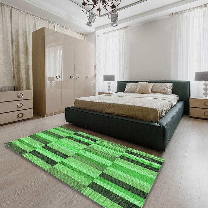 Patterned Forest Green Rug in a Bedroom, pat2162grn