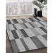 Patterned Cloud Gray Rug in Family Room, pat2162gry