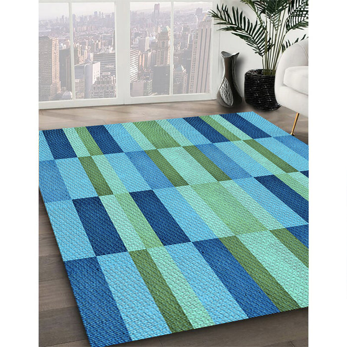 Machine Washable Transitional Blue Rug in a Family Room, wshpat2162lblu