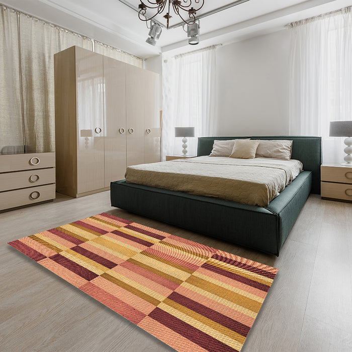Patterned Red Rug in a Bedroom, pat2162org