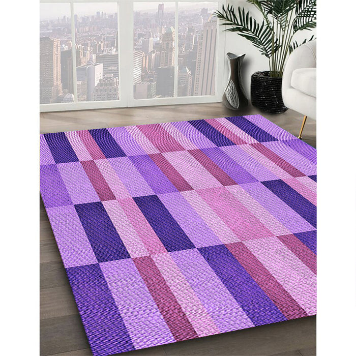Patterned Violet Purple Rug in Family Room, pat2162pur