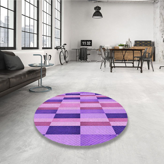 Round Patterned Violet Purple Rug in a Office, pat2162pur
