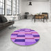 Round Patterned Violet Purple Rug in a Office, pat2162pur