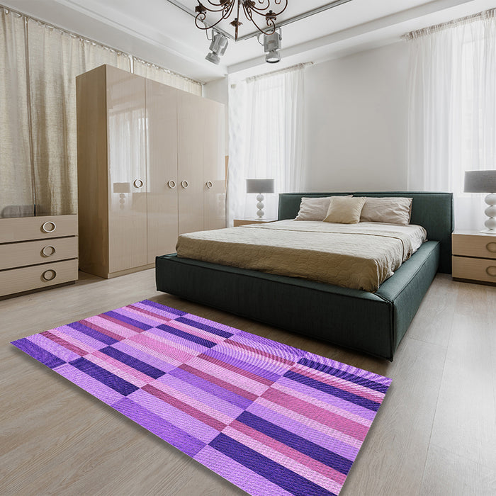Patterned Violet Purple Rug in a Bedroom, pat2162pur