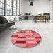 Round Patterned Red Rug in a Office, pat2162rd