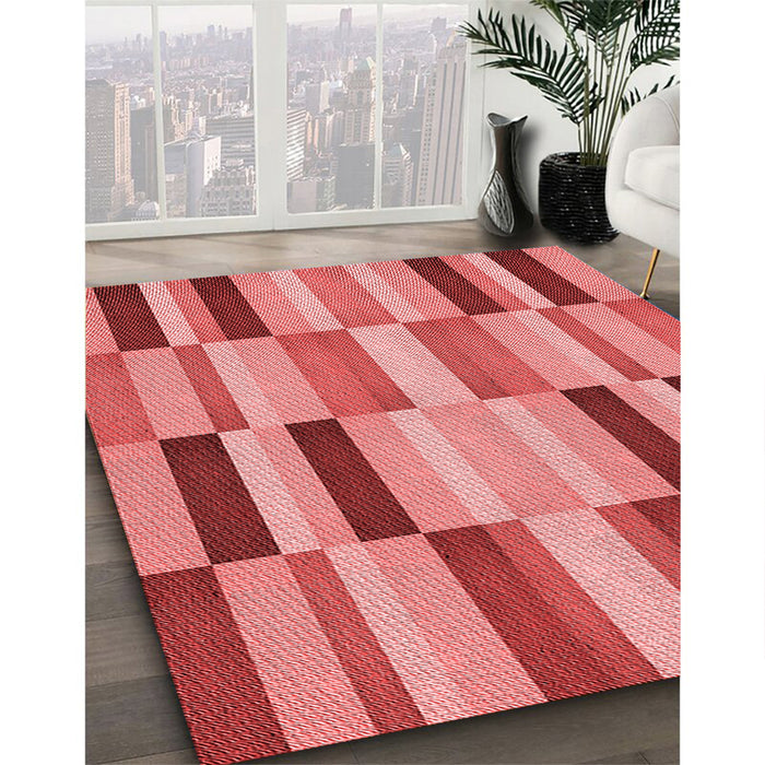 Patterned Red Rug in Family Room, pat2162rd