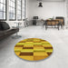 Round Patterned Dark Bisque Brown Rug in a Office, pat2162yw