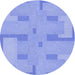 Square Patterned Light Slate Blue Rug, pat2163blu